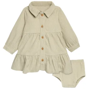 2-Piece Baby Girls Sage Corduroy Dress Set