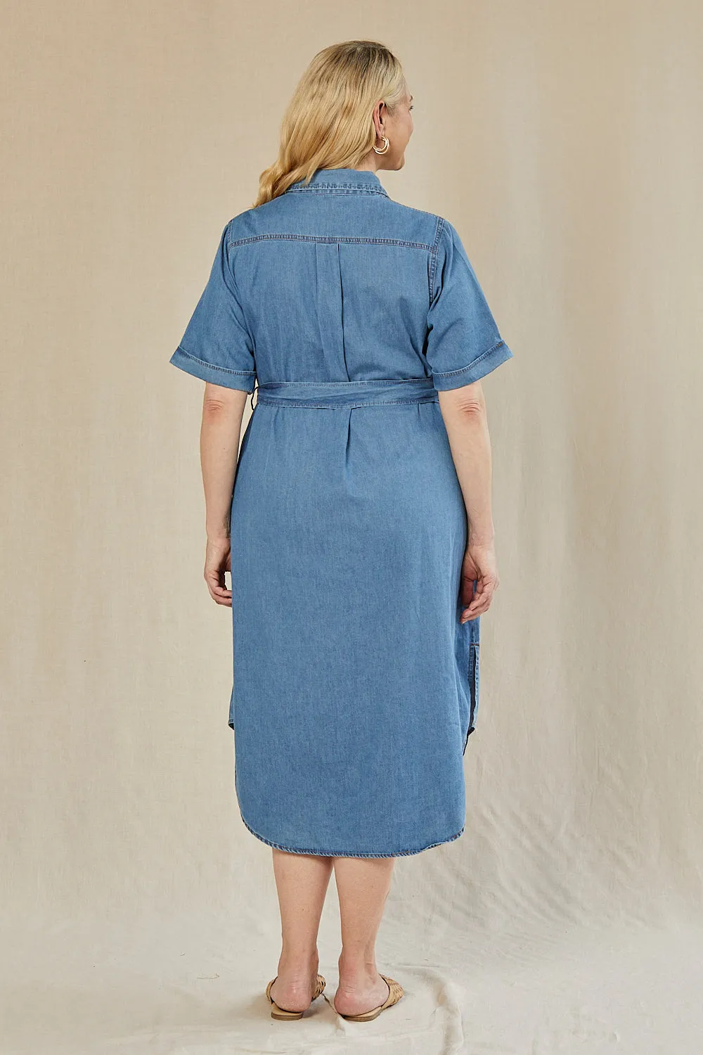 Abbey Chambray Dress in Light Wash