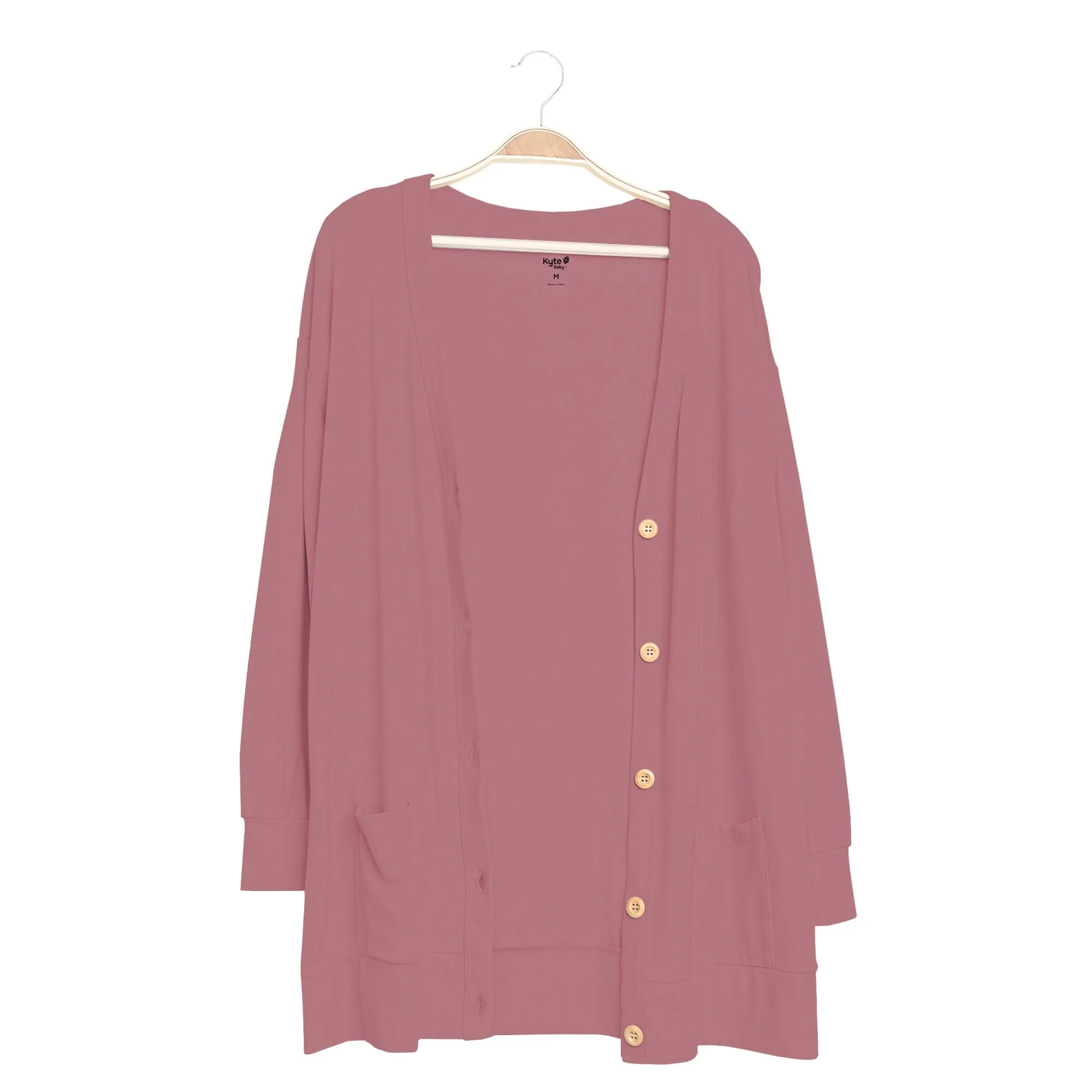 Bamboo Jersey Adult Cardigan in Dusty Rose