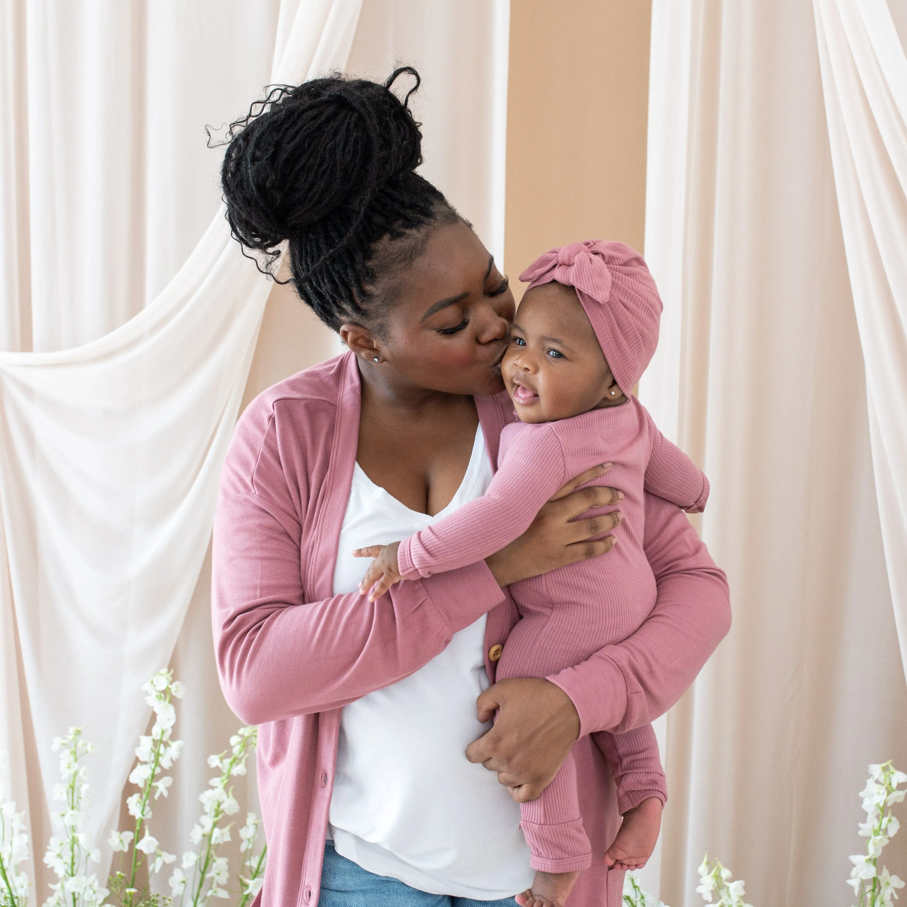 Bamboo Jersey Adult Cardigan in Dusty Rose