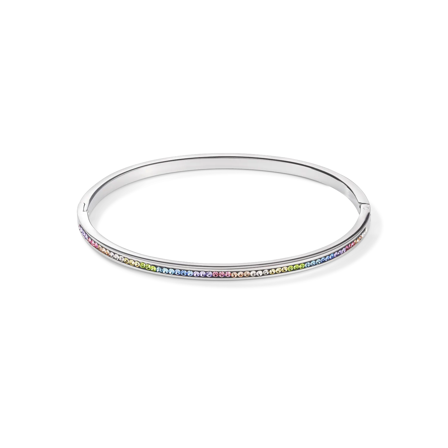 Bangle stainless steel & crystals pavé multicolour pastel 17