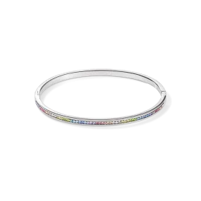 Bangle stainless steel & crystals pavé multicolour pastel 17