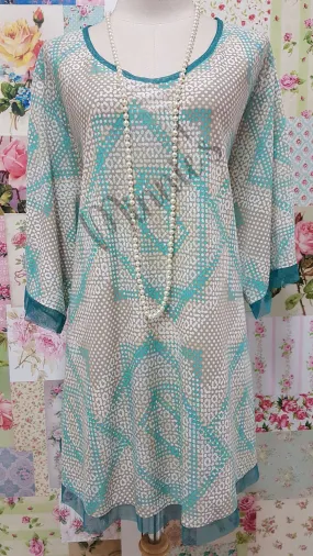 Beige & Mint Green Top AG039