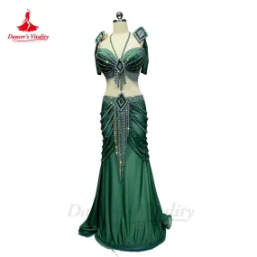 Belly Dance Performance Costume Suit for Women Spandex AB Stones Professional Clothing Custom Adult Child Belly Dance Outfit