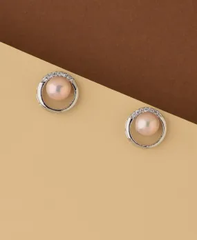 Classy Pink Pearl Stud Earring