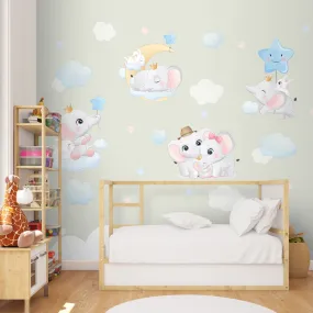 Cute Elephant Theme Kids Nursery Room Wallpaper, Customised