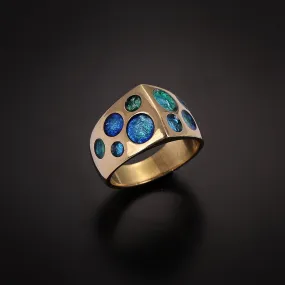 Elegant gold/silver & enamel ring