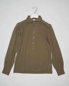 Gran Sasso Cotton Pop-Over Shirt / Olive Green