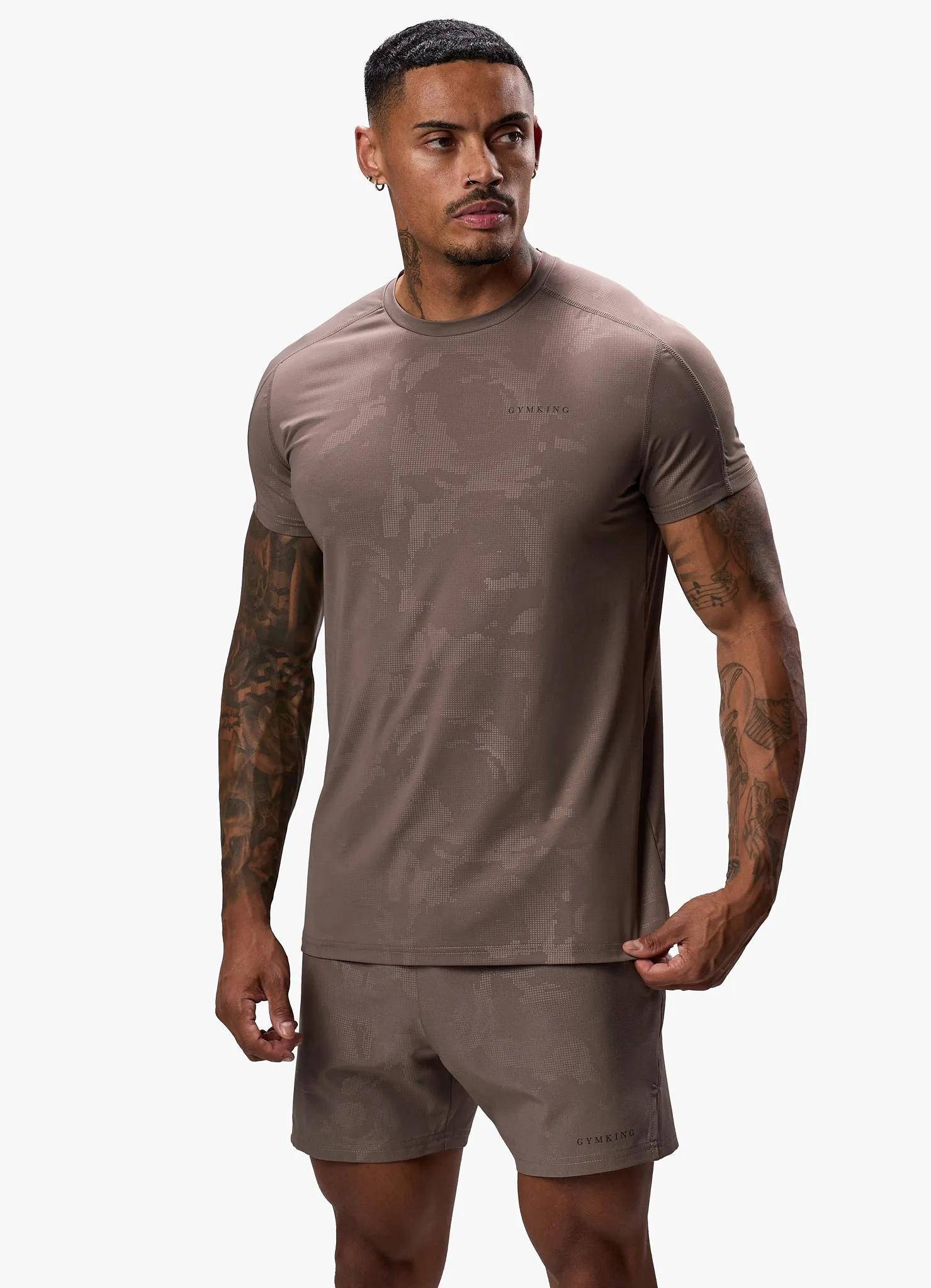 Gym King Debossed Camo Tee - Iron