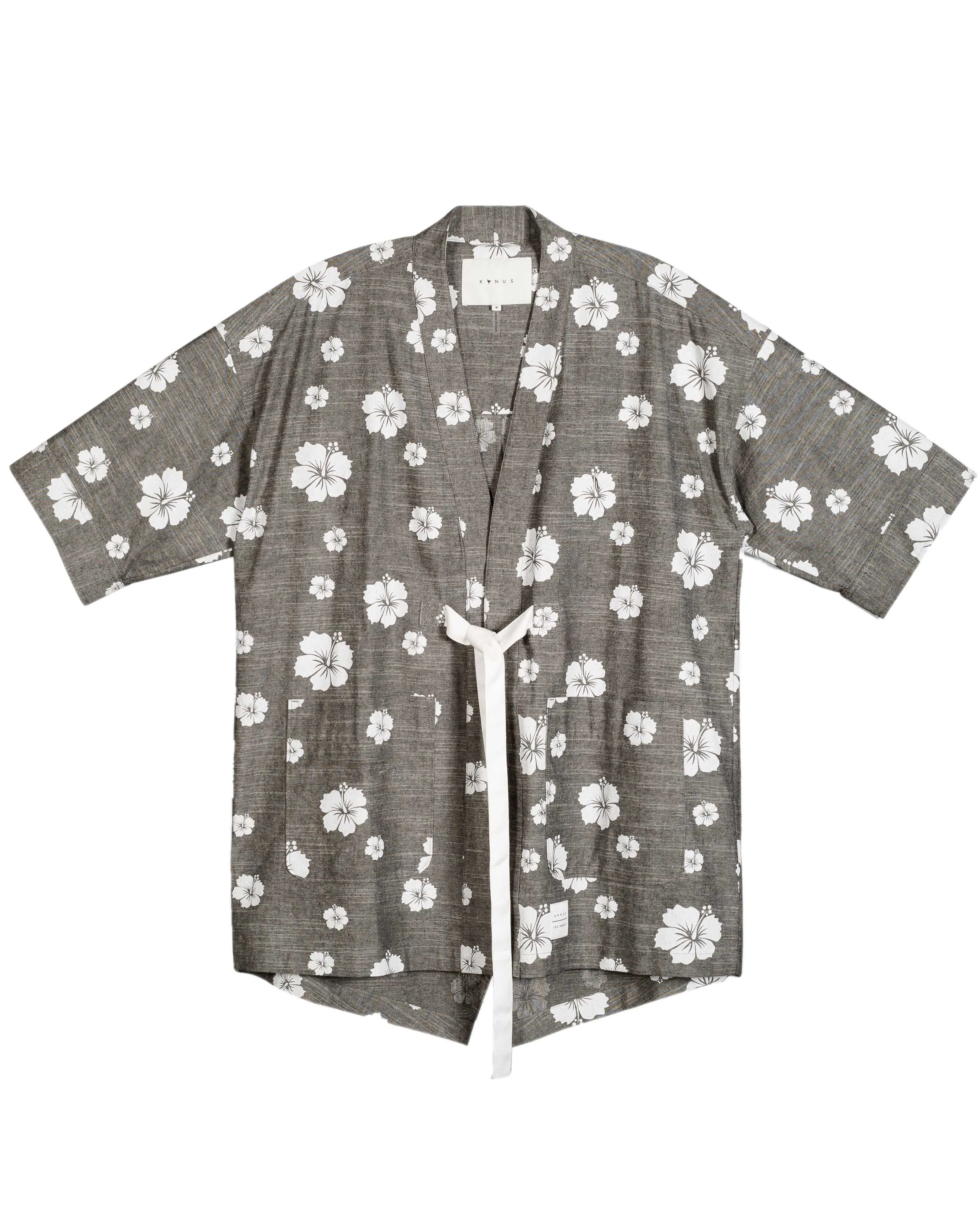 Konus Men's Floral Kimono Shirt in Gray