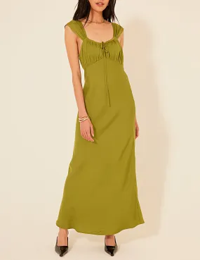 Lucile Green Gathered Maxi Dress