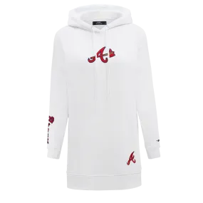 MLB ATLANTA BRAVES CLASSIC WOMEN'S HOODIE DRESS (WHITE)