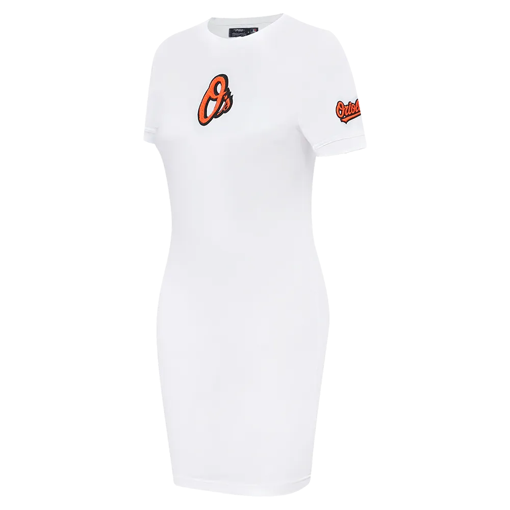 MLB BALTIMORE ORIOLES CLASSIC WOMEN'S BODY CON DRESS (WHITE)