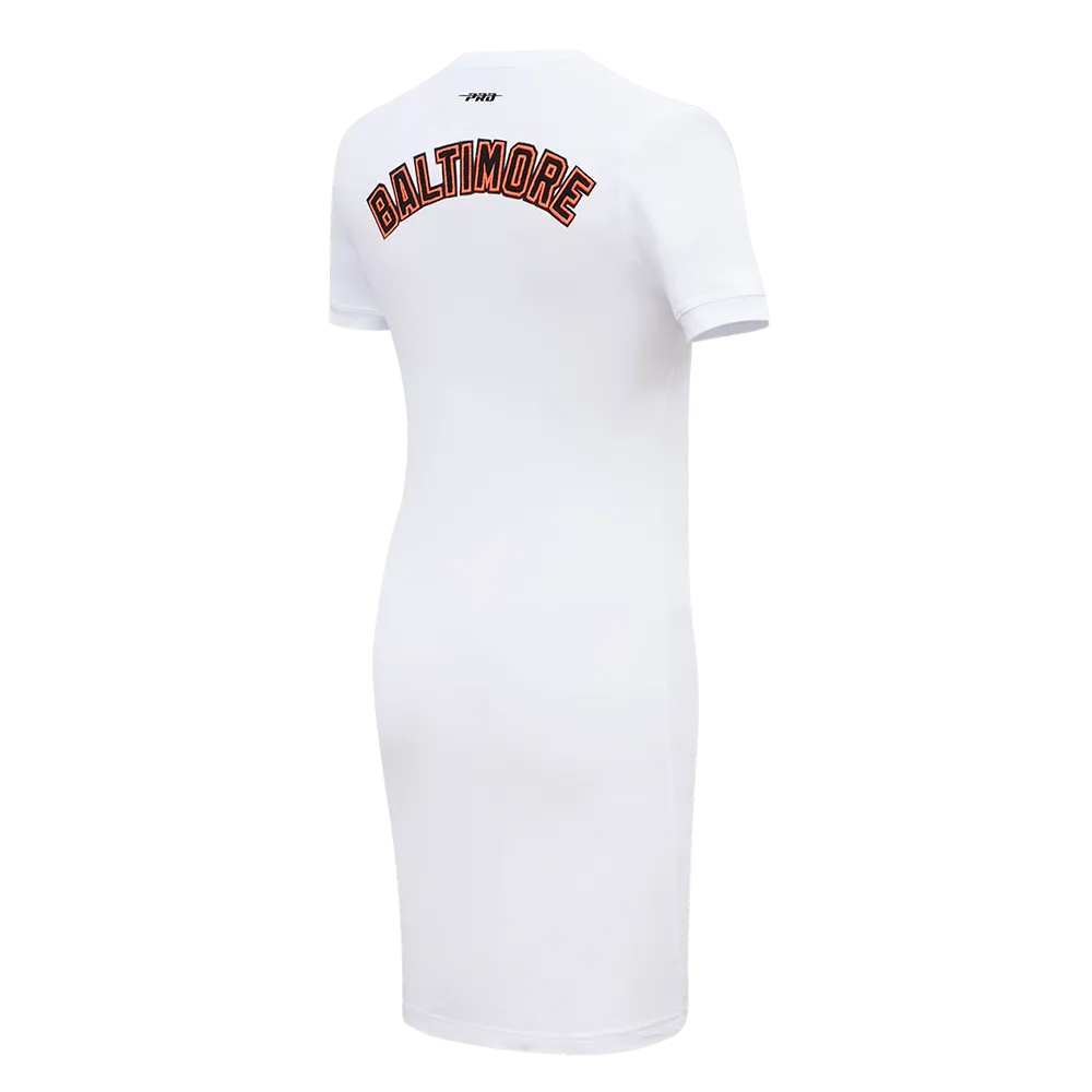 MLB BALTIMORE ORIOLES CLASSIC WOMEN'S BODY CON DRESS (WHITE)