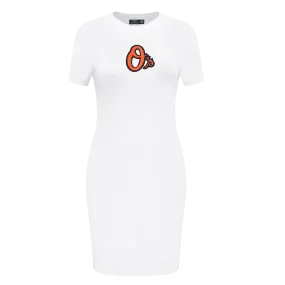 MLB BALTIMORE ORIOLES CLASSIC WOMEN'S BODY CON DRESS (WHITE)