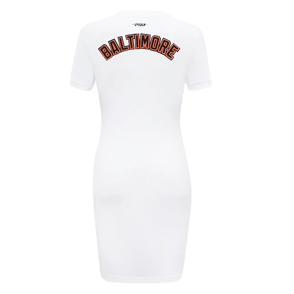 MLB BALTIMORE ORIOLES CLASSIC WOMEN'S BODY CON DRESS (WHITE)