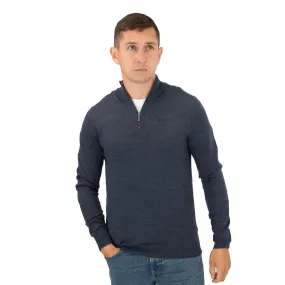 Blue Merino Wool Half Zip Mens Jumper by Nicole Farhi.