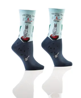 "Getting It Together" Cotton Dress Crew Socks by YO Sox - Medium