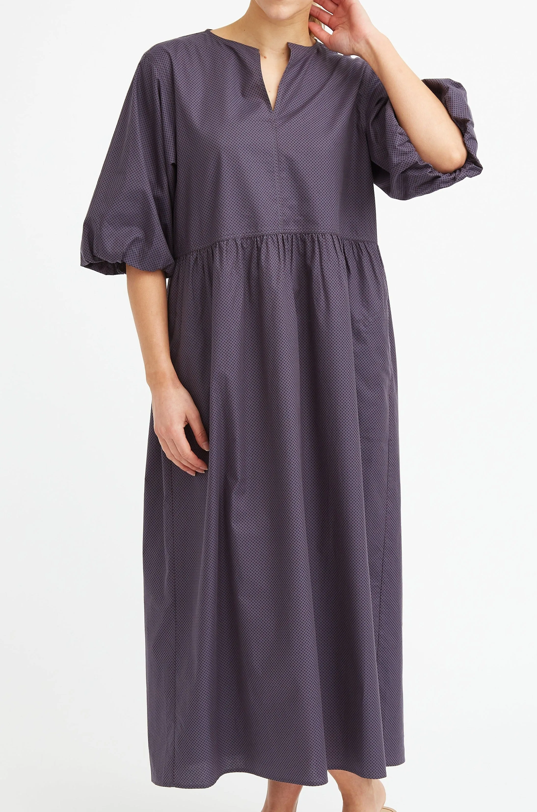 VOLUME SLEEVE ODESSA DRESS IN ITALIAN COTTON POPLIN